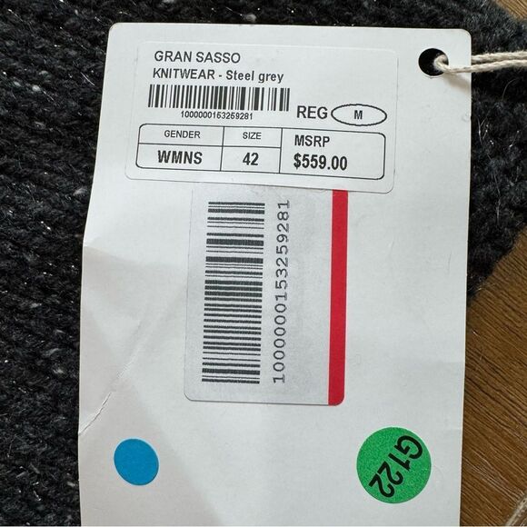 Gran Sasso Cashmere Chunky Knit Sweater 42/Small Cowl‎ Neck 3/4 Sleeve Gray - Picture 5 of 15